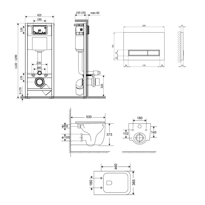 Готове рішення Qtap для ванної кімнати: підвісний унітаз Gemini Ultra Quiet 520×360×350 + комплект інсталяції Nest 4 в 1 (лінійна клавіша Chrome) — изображение 2